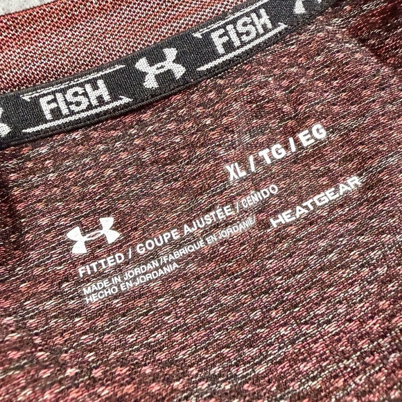 Under Armour Shirt Mens Size XL Light Heather Fish Hunter Heatgear Fitted - Picture 3 of 7